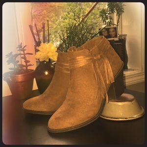 Faux-suede tan booties
